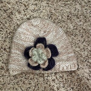 Vintage Cloquet PrAna Knitted Yoga Hat with Flowers Yoga